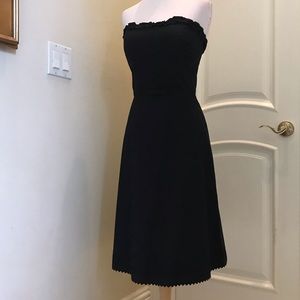 Elizabeth Wayman navy blue strapless dress